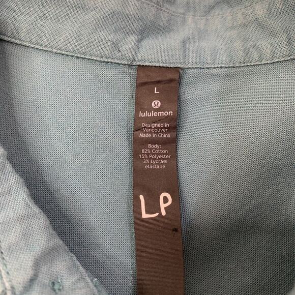 Lululemon Shirt Mens Large Waterfall Short Sleeve Button Up Stretch Cotton Blend - Picture 3 of 10